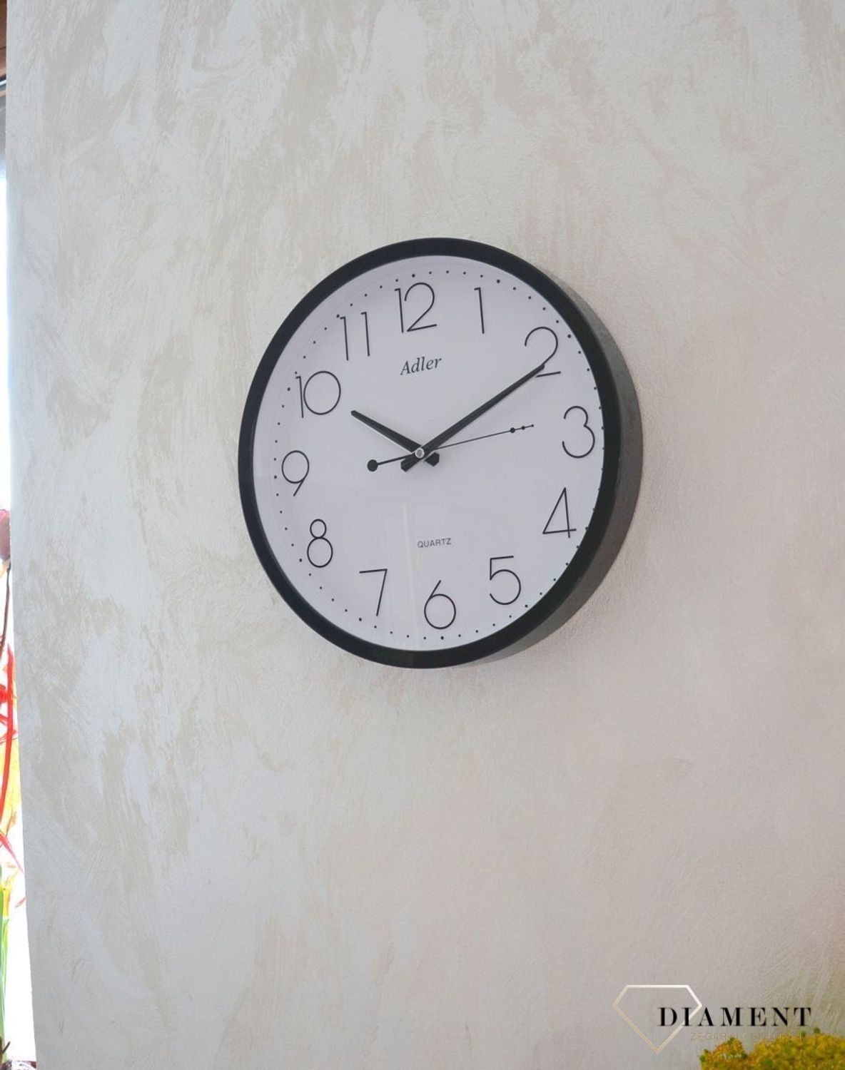 Zegar ścienny czarny Adler PW077. Zegar na ścianę czarny Adler PW077 ✓Zegary ścienne (6).JPG